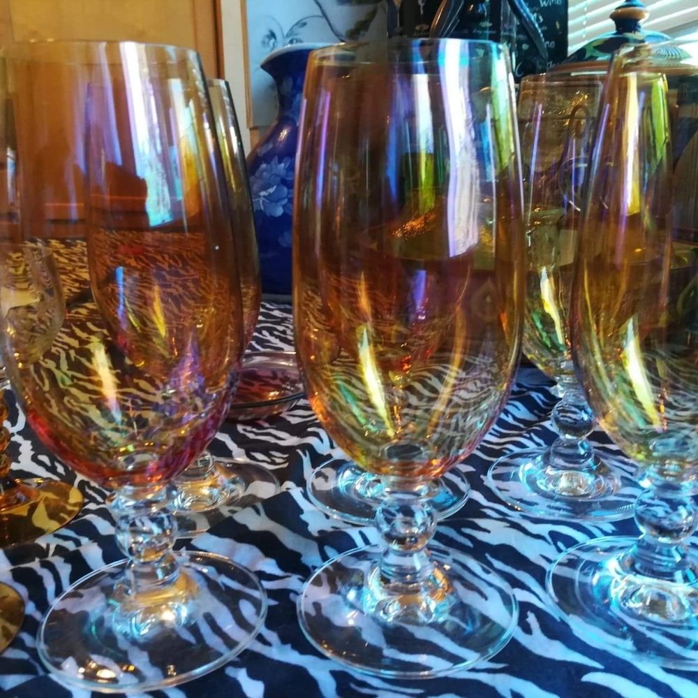 Vintage Amber Glass Set